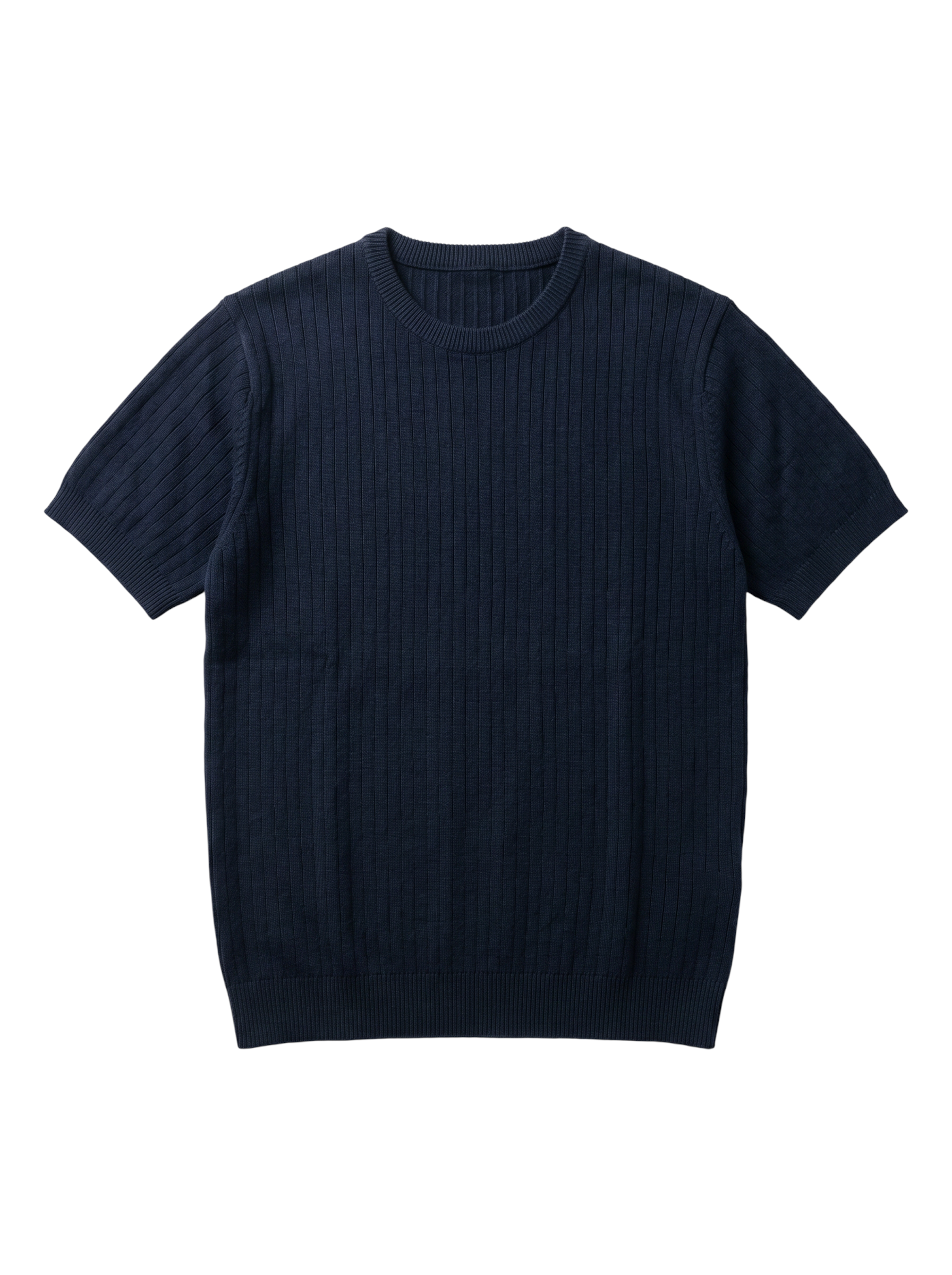 KNITTED CREW NECK T-SHIRT NAVY