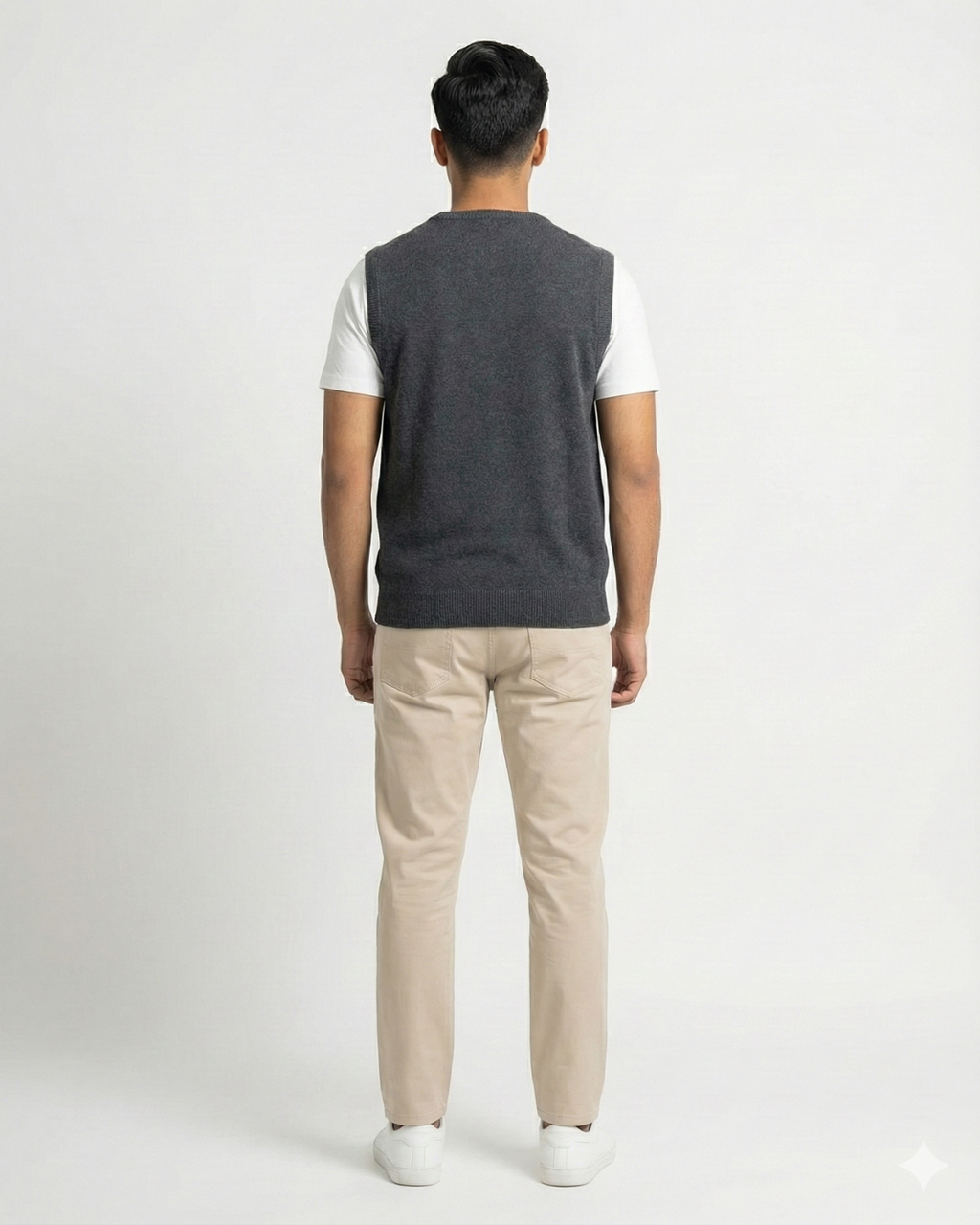 VPN Round Neck Sleeve Less Charcoal Color Jumper