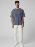 NAVY ACID WASH OVERSIZED TEE