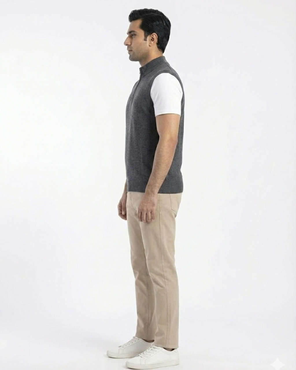 VPN High Neck Sleeve Less Charcoal Color Jumper