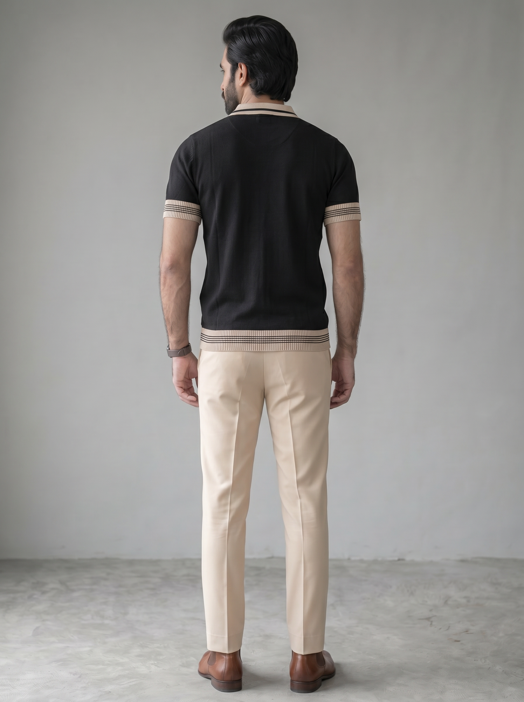 BLACK OLD MONEY KNITTED POLO
