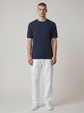KNITTED CREW NECK T-SHIRT NAVY