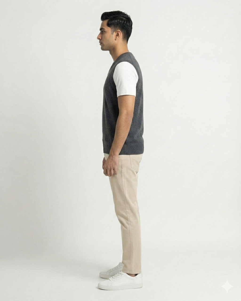 VPN Round Neck Sleeve Less Charcoal Color Jumper