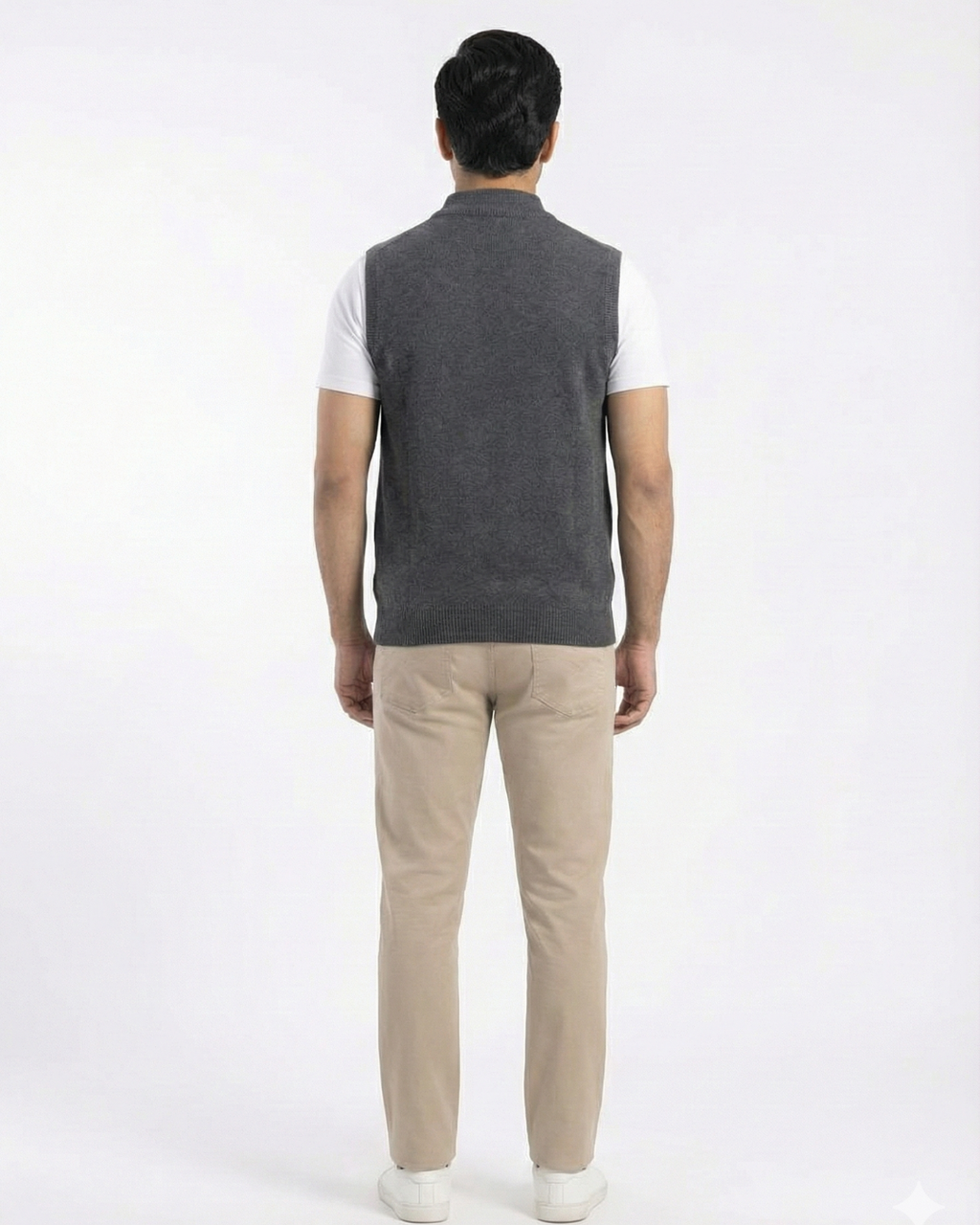 VPN High Neck Sleeve Less Charcoal Color Jumper