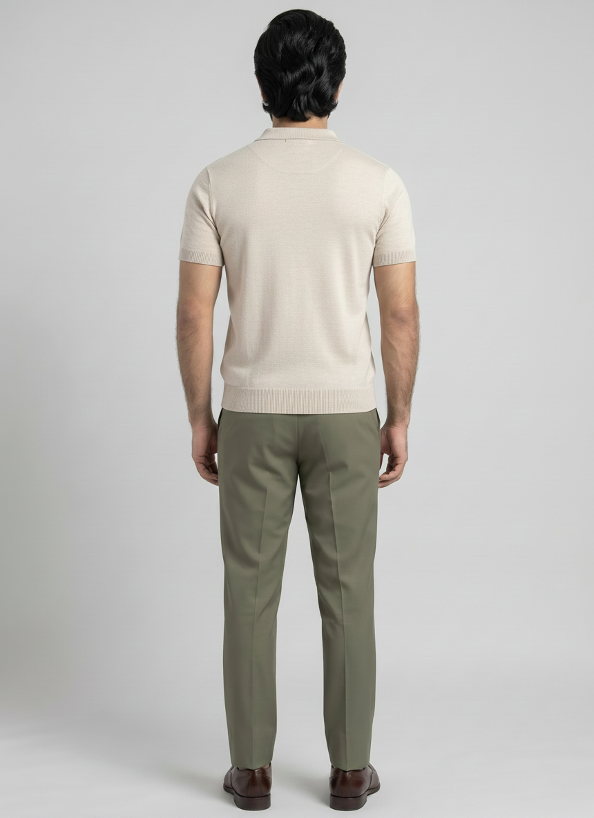 BEIGE OLD MONEY KNITTED POLO
