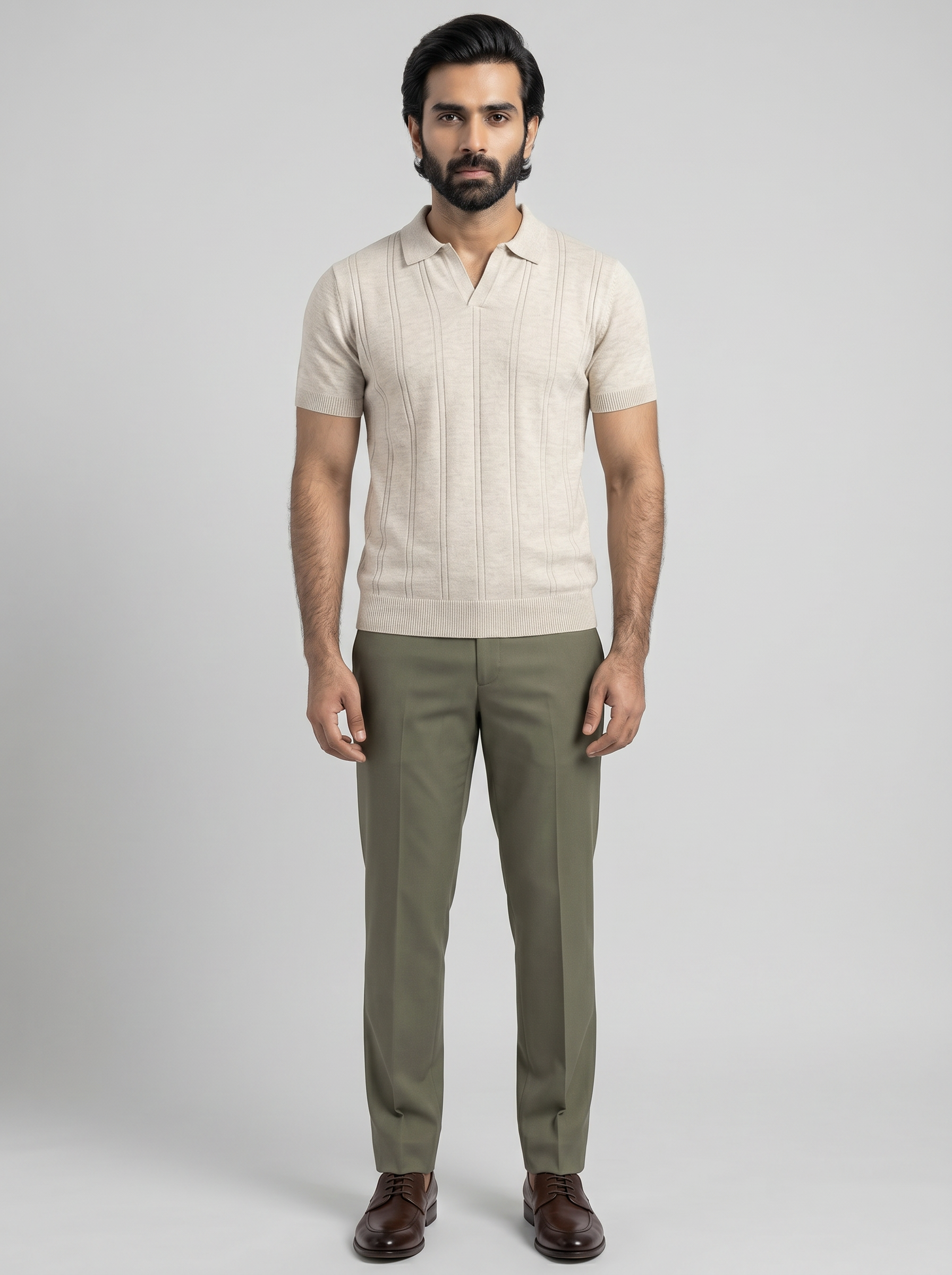 BEIGE OLD MONEY KNITTED POLO