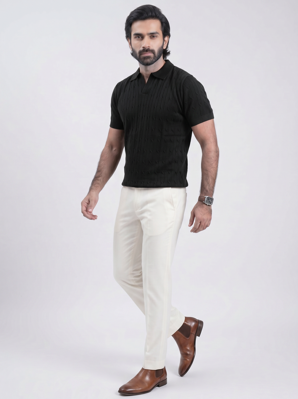 LIMITED EDITION BLACK KNITTED POLO