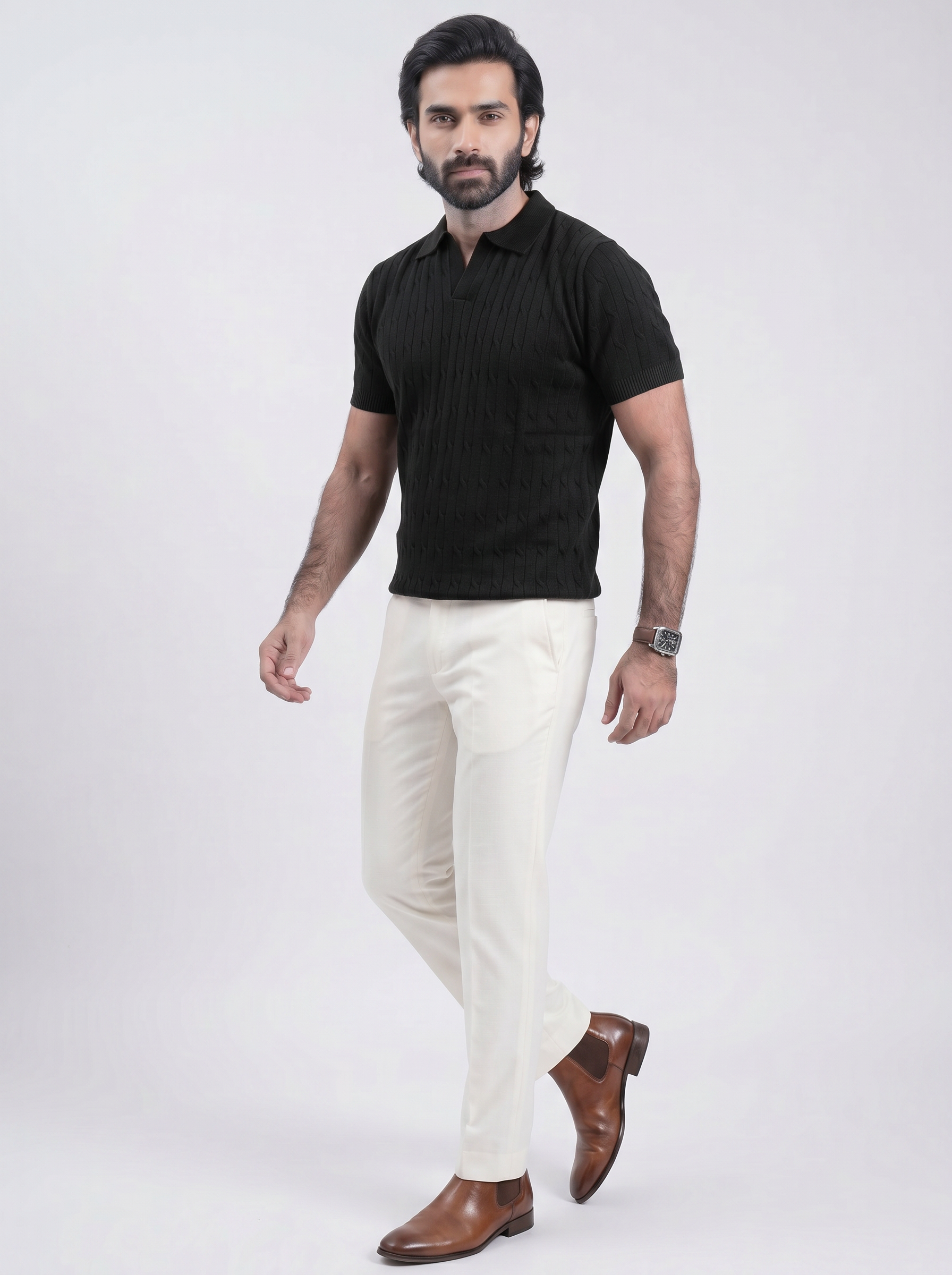 LIMITED EDITION BLACK KNITTED POLO