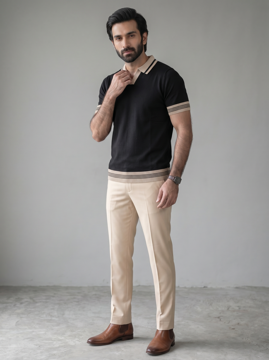 BLACK OLD MONEY KNITTED POLO
