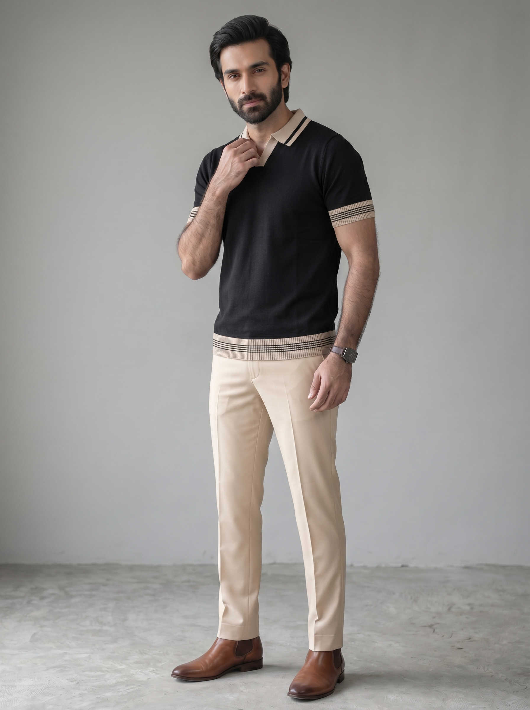 BLACK OLD MONEY KNITTED POLO