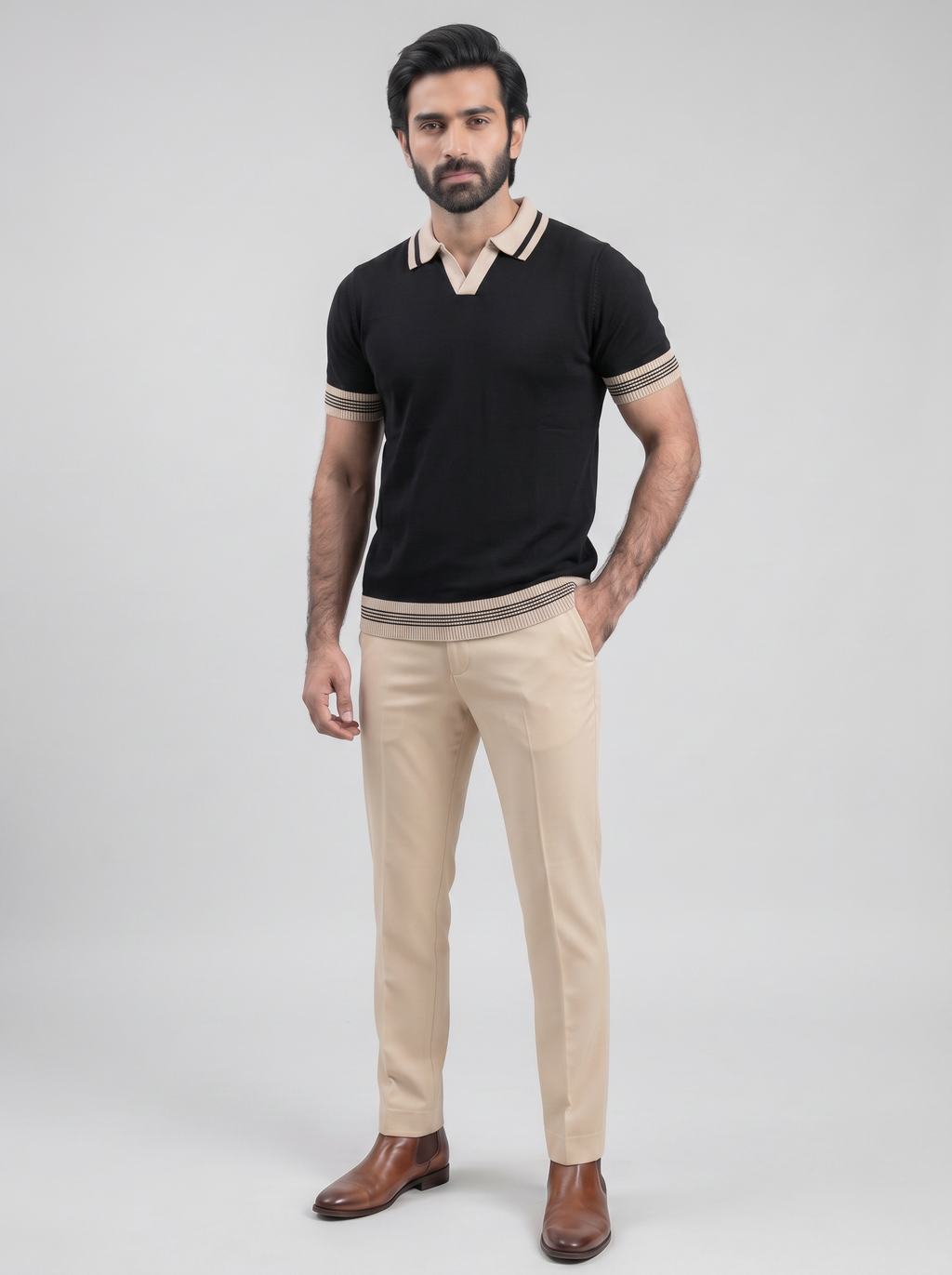 BLACK OLD MONEY KNITTED POLO