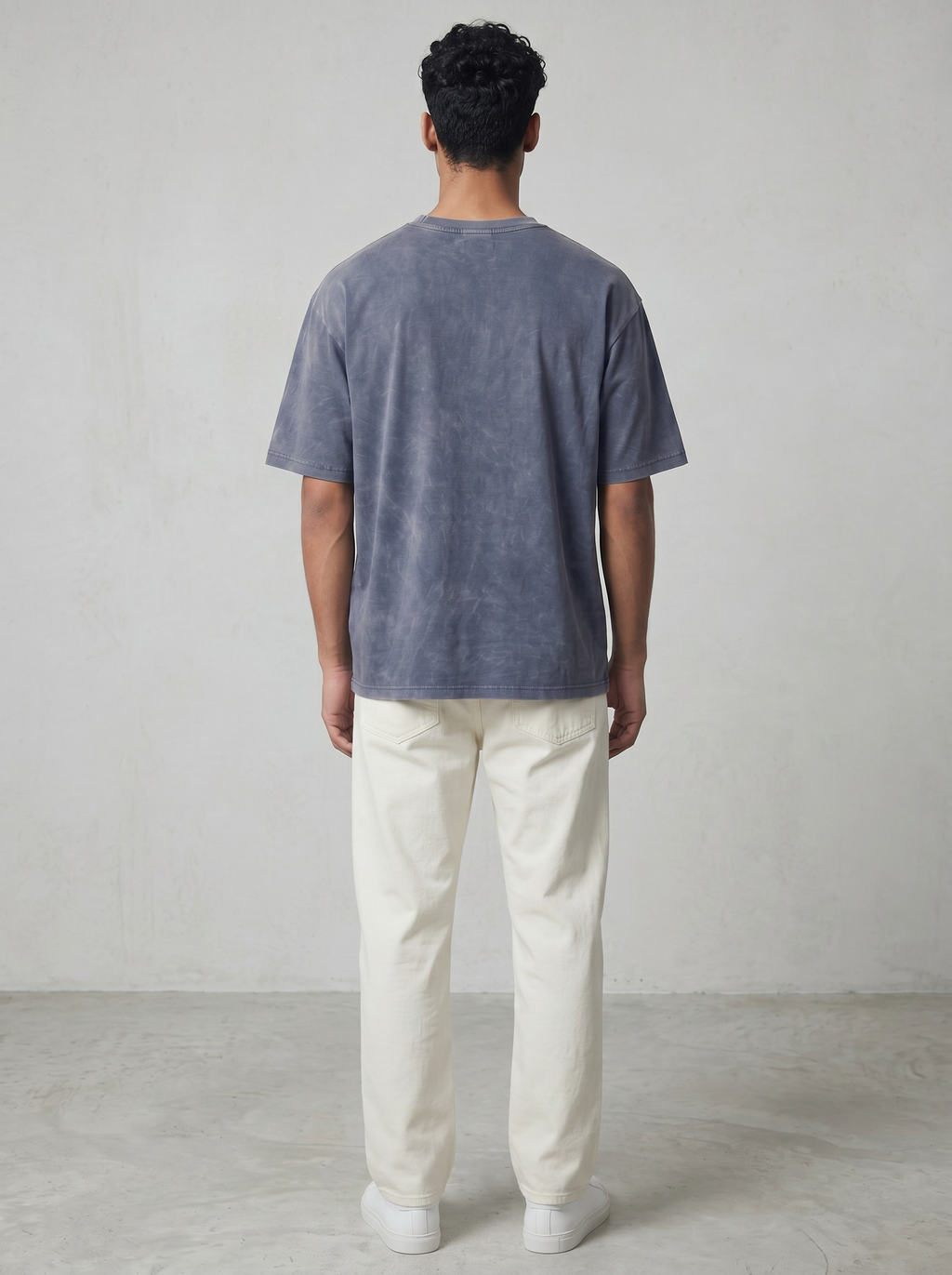 NAVY ACID WASH OVERSIZED TEE