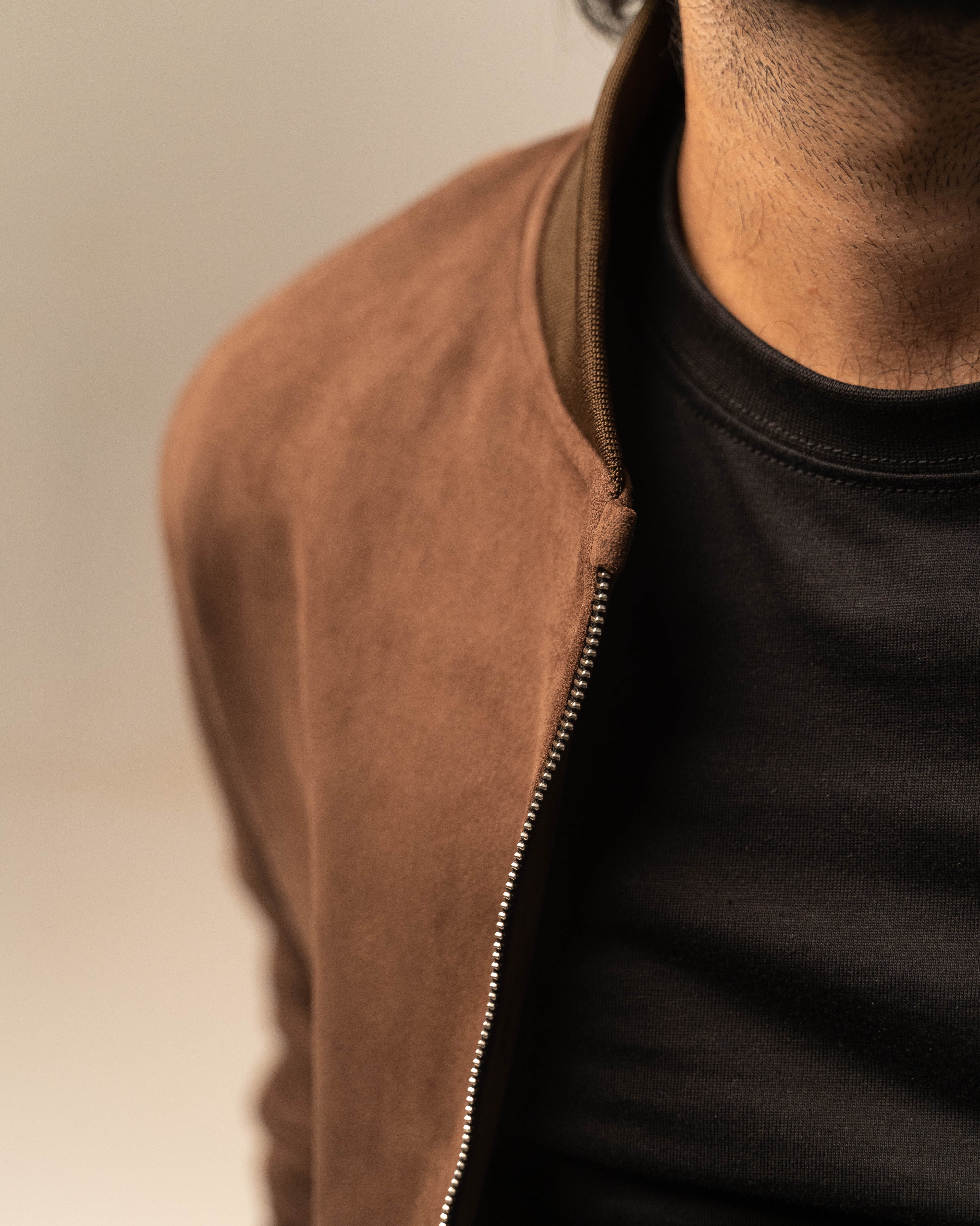 Brown Suede Bomber Jacket