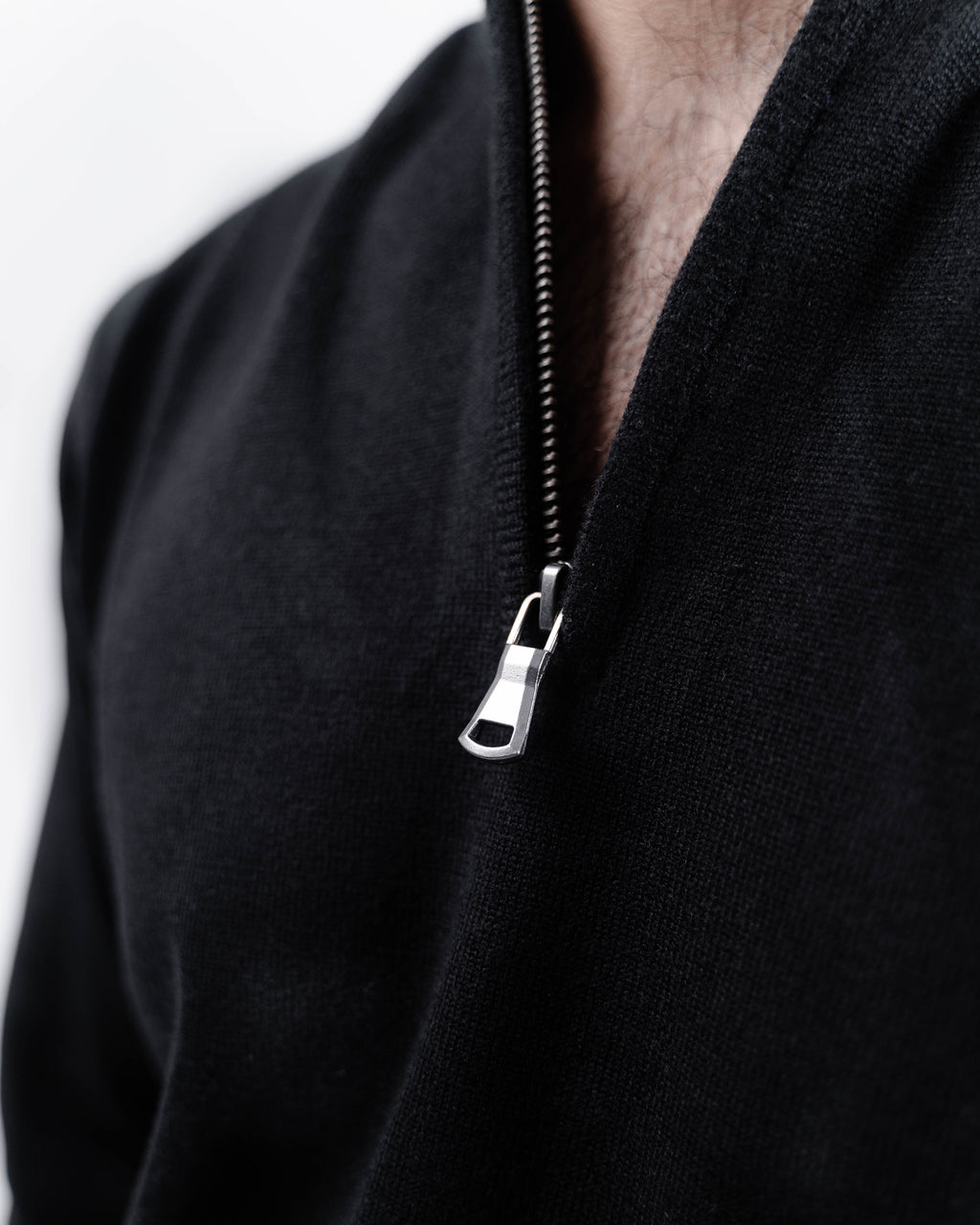 Black Half Zip Jacard Long Sleeves Jumper