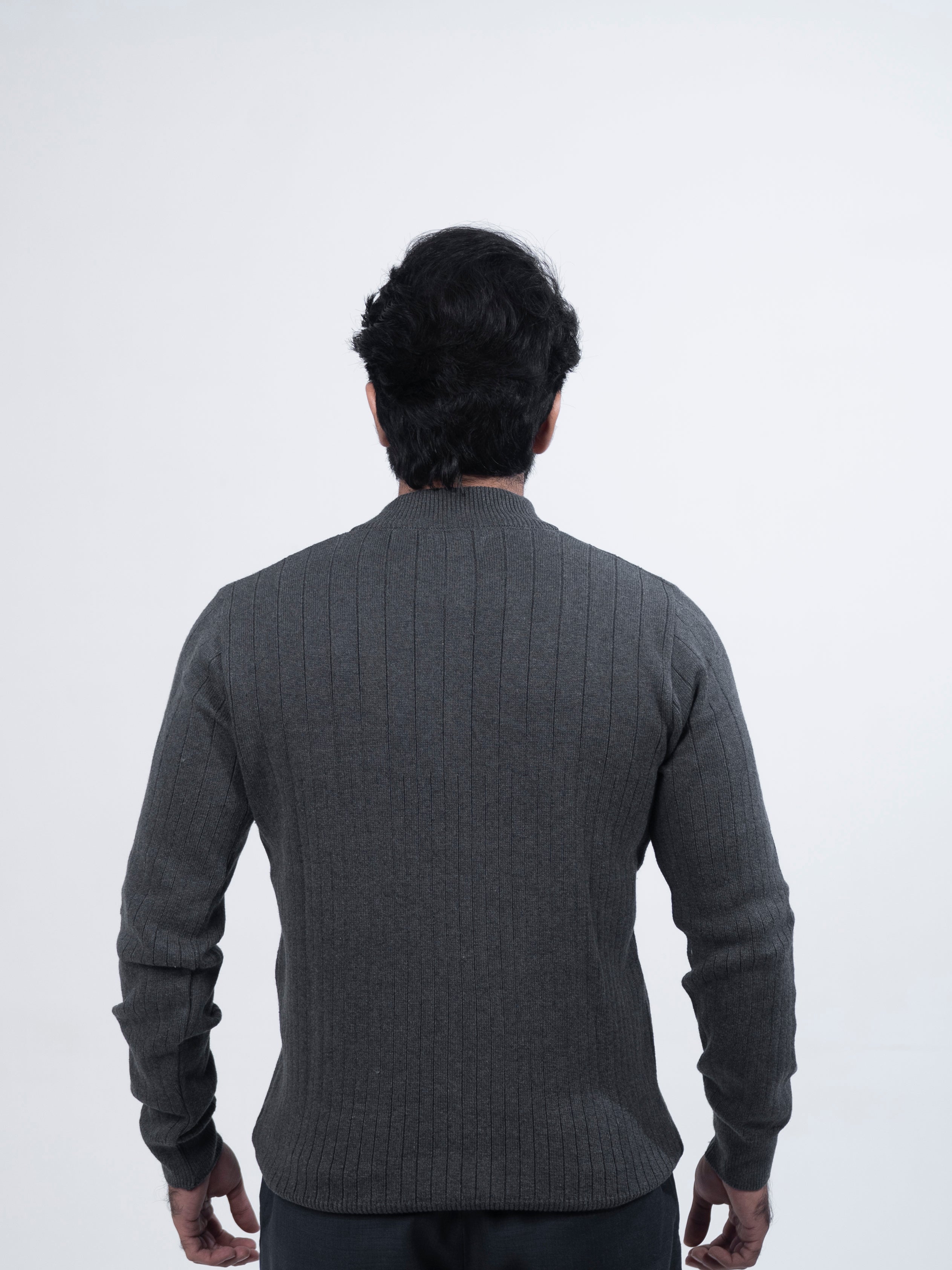 Charcoal Grey Full Sleeve Quarter-Zip Jumper
