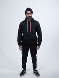 Black Rope Style Pull Over Hooded Tracksuit