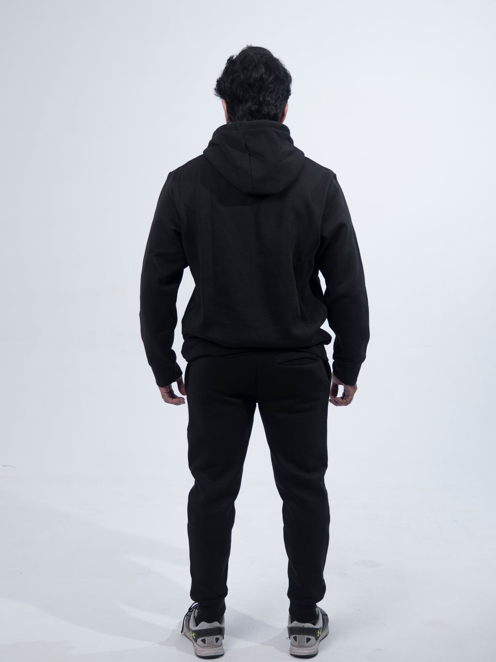 Black Rope Style Pull Over Hooded Tracksuit