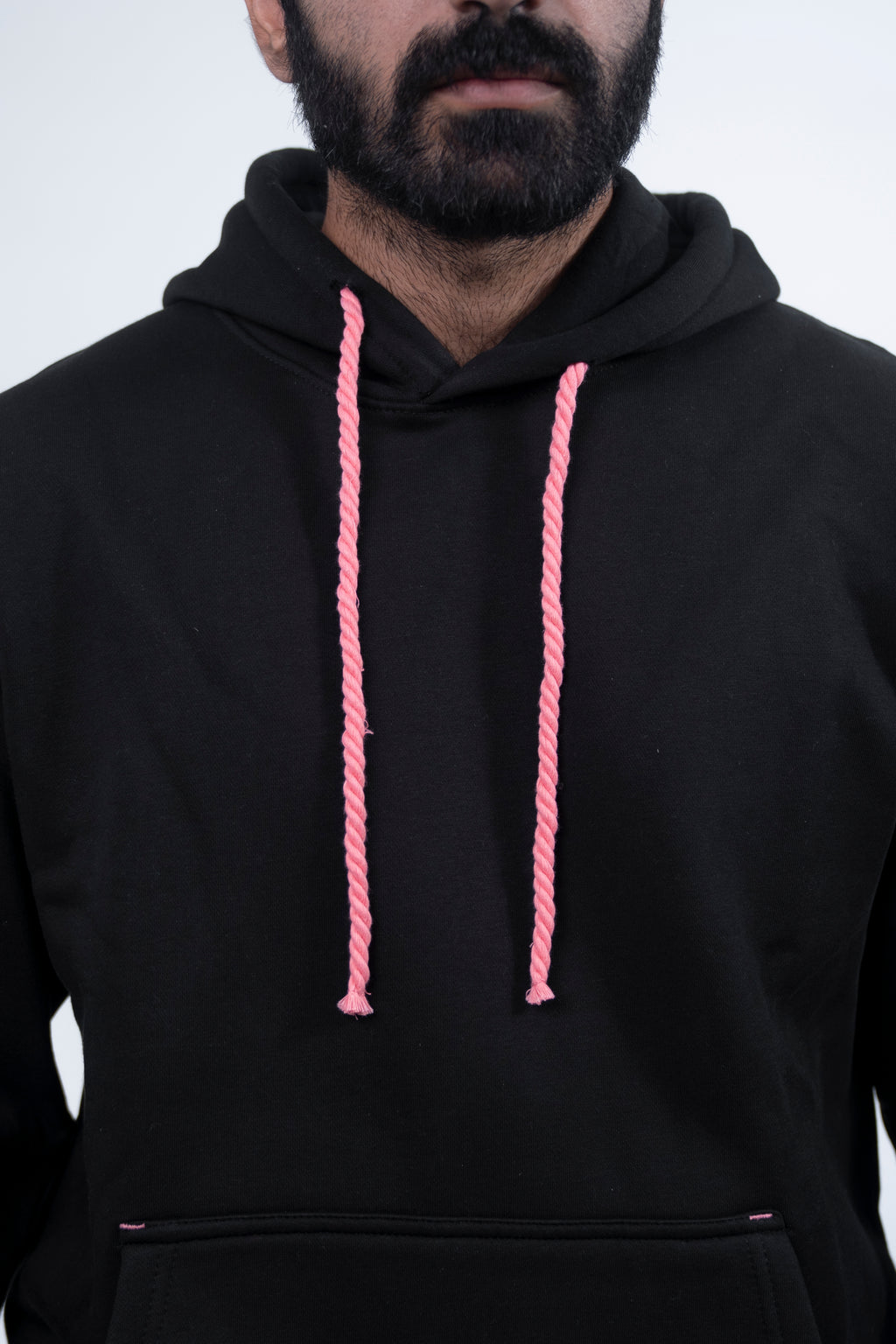 Black Rope Style Pull Over Hooded Tracksuit