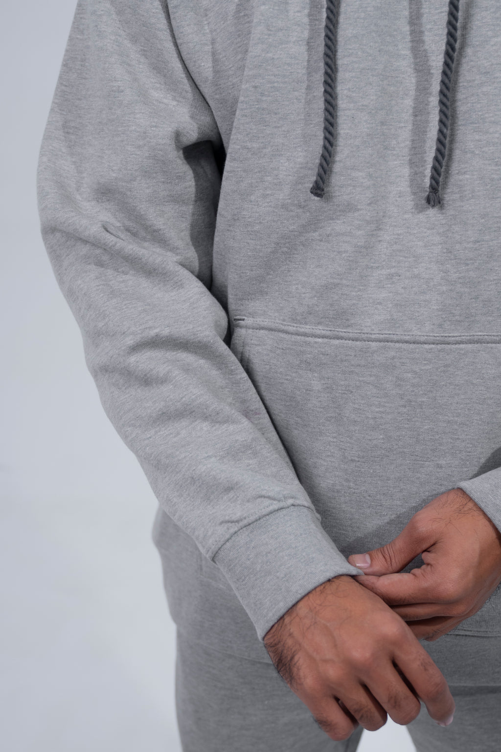 Heather Grey Rope Style Pull Over Hooded Tracksuit