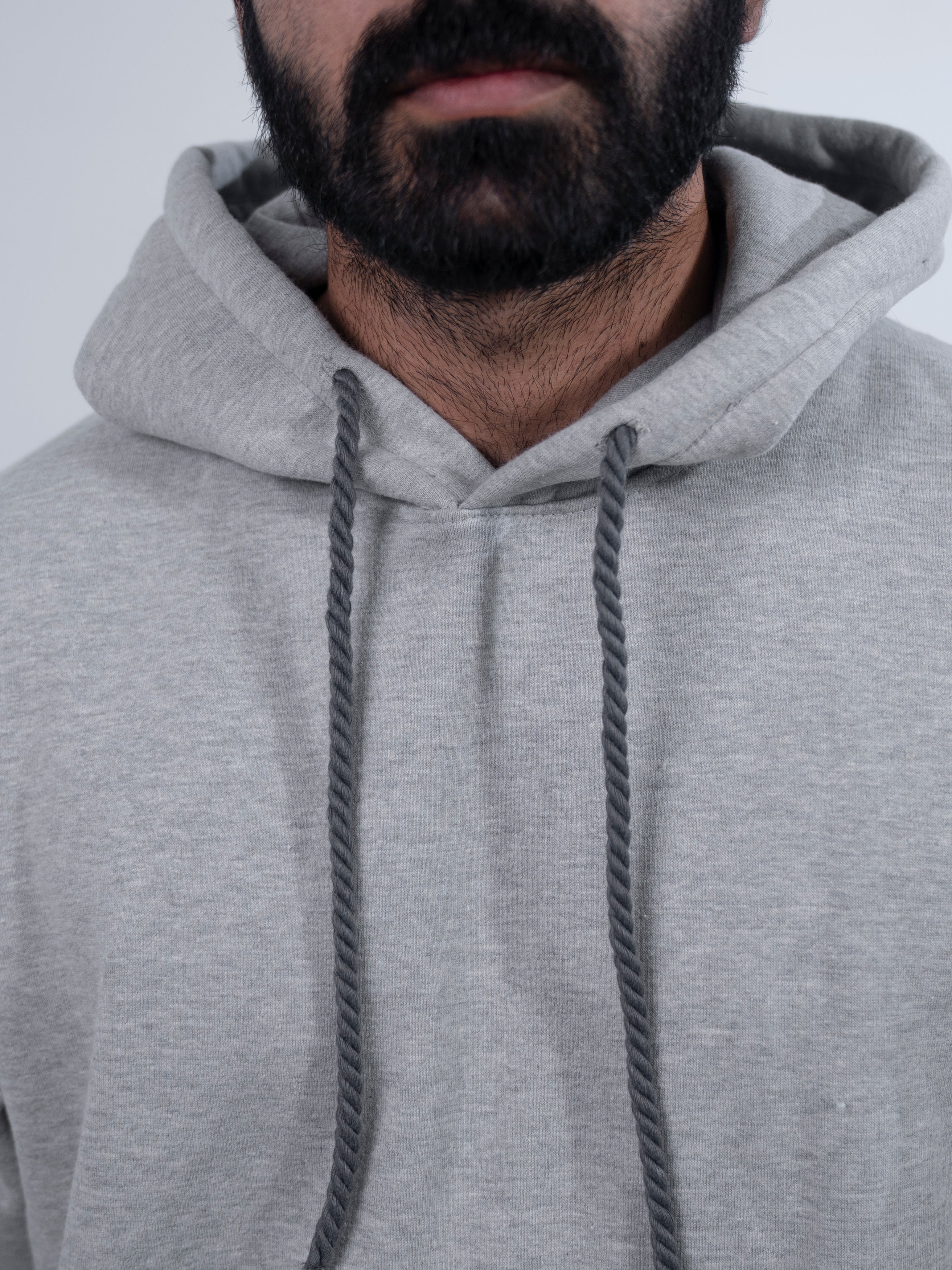 Heather Grey Rope Style Pull Over Hooded Tracksuit