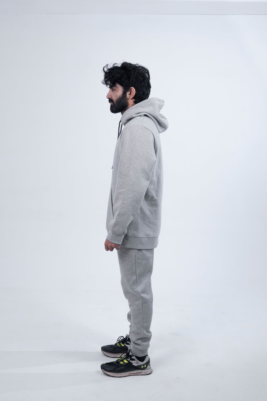Heather Grey Rope Style Pull Over Hooded Tracksuit