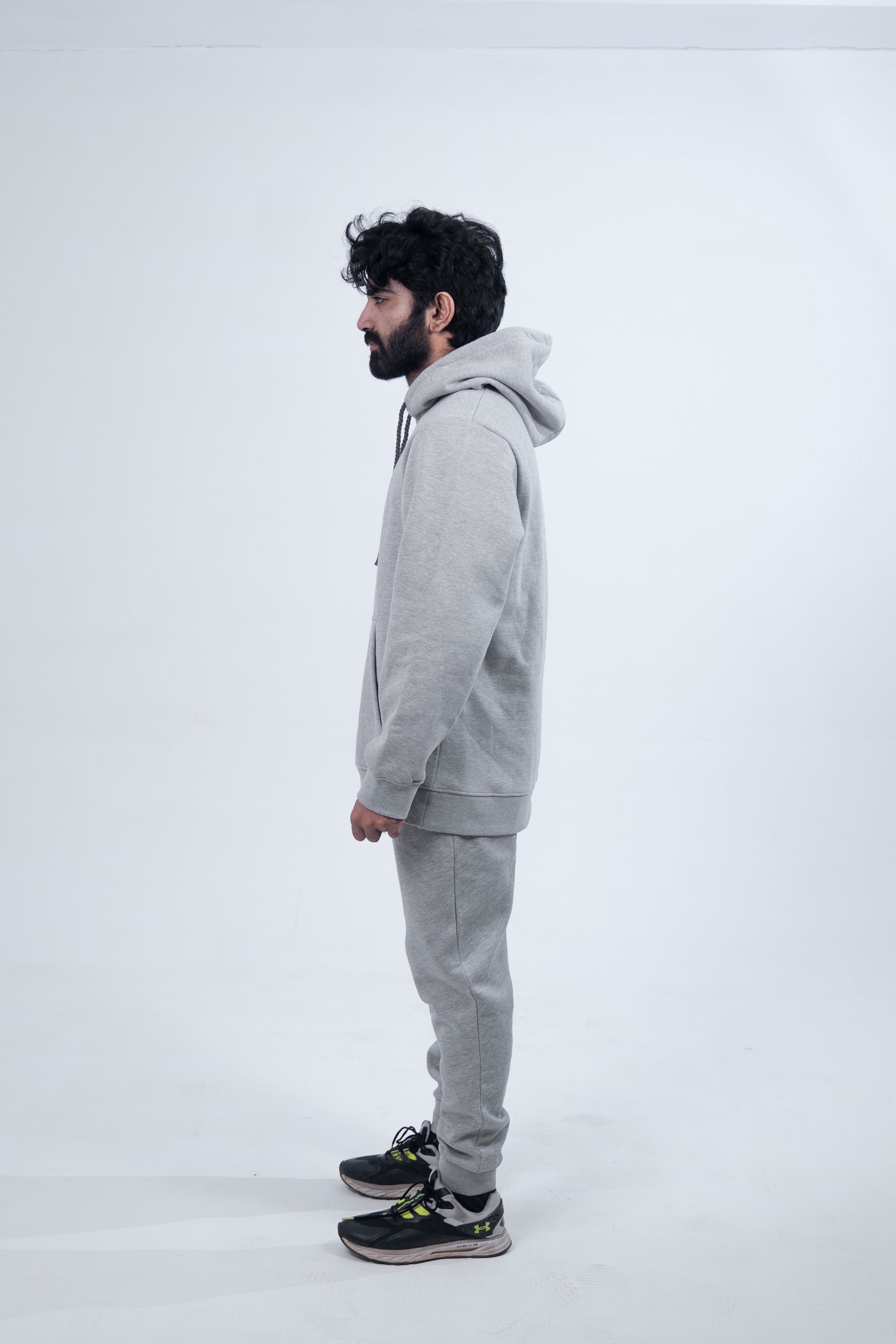 Heather Grey Rope Style Pull Over Hooded Tracksuit