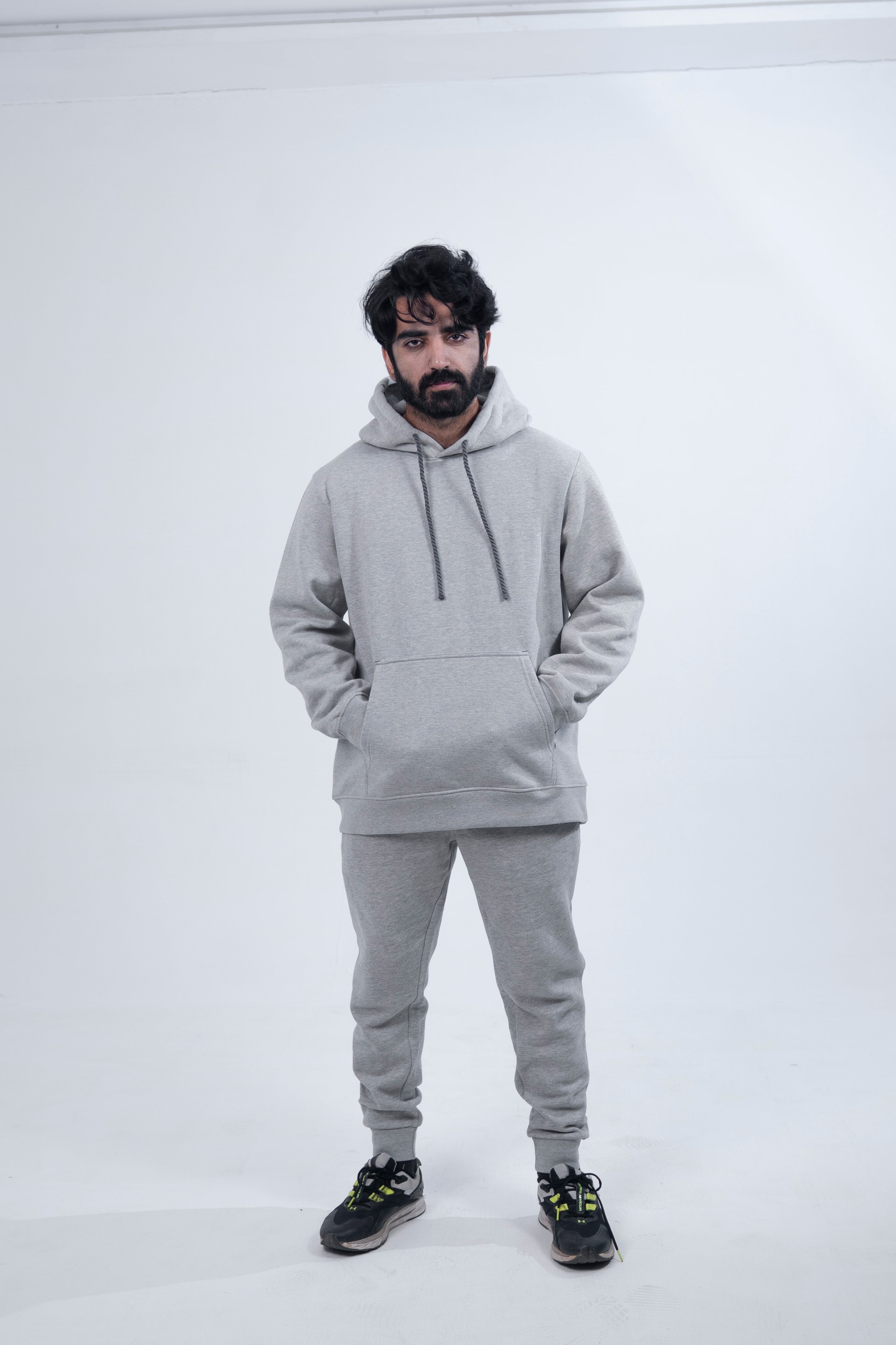 Grey Rope Style Pull Over Hooded Tracksuit