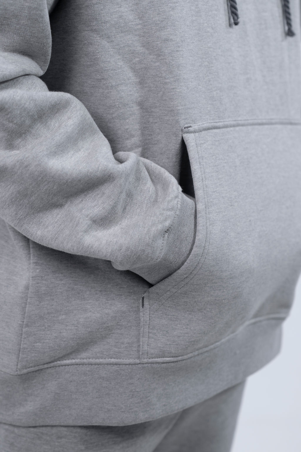 Heather Grey Rope Style Pull Over Hooded Tracksuit