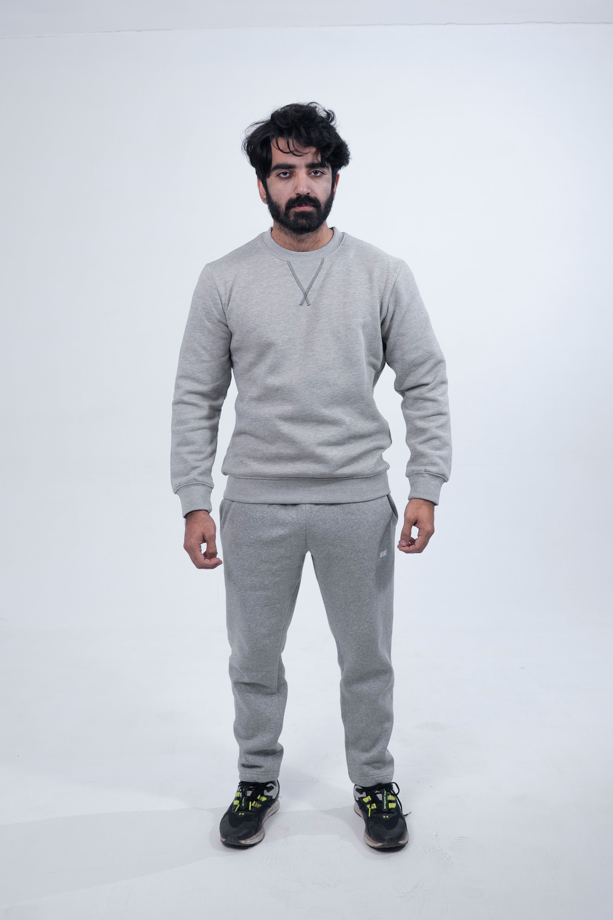 Grey Crew Neck Fleece Track Suit