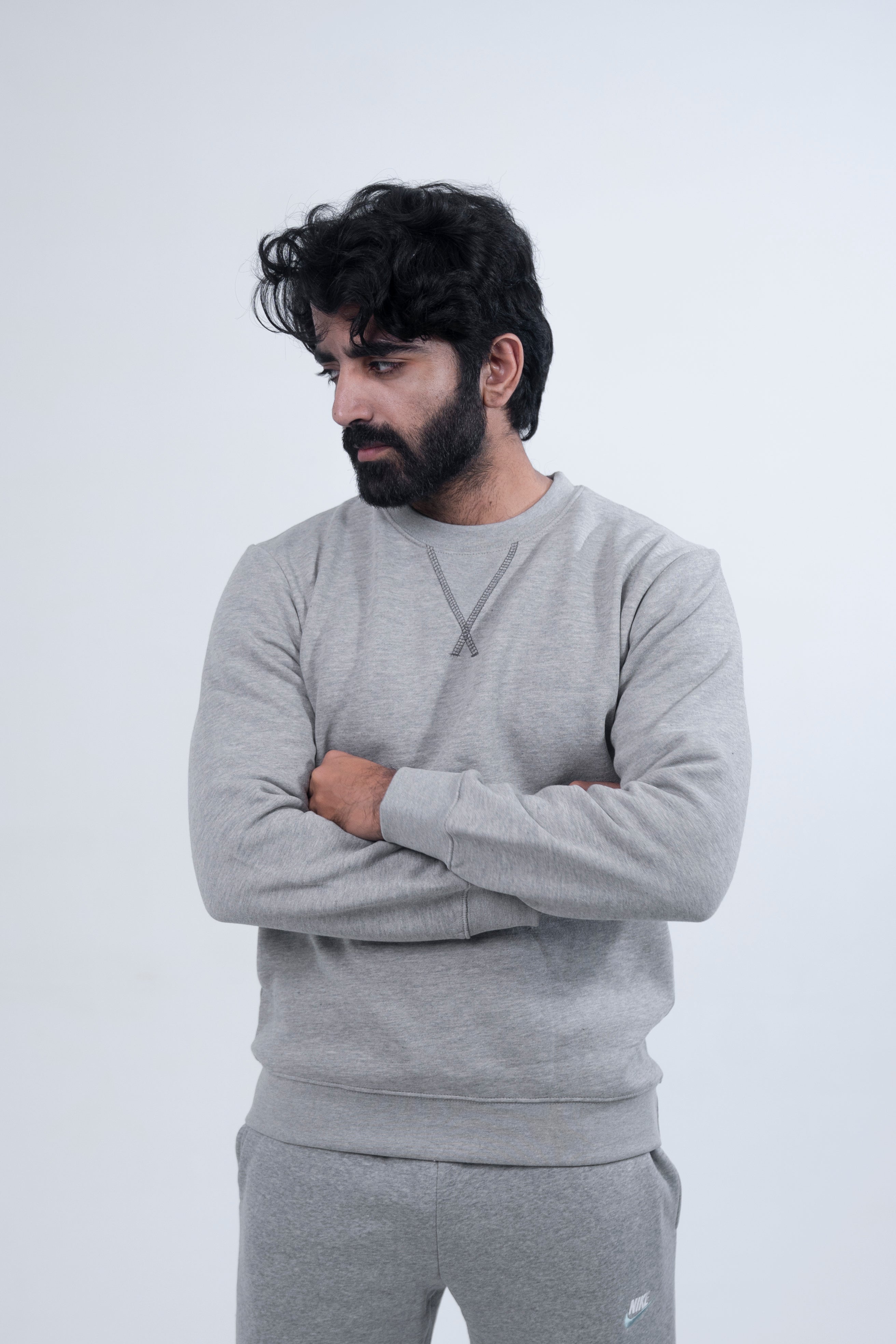 Grey Crew Neck Fleece Track Suit