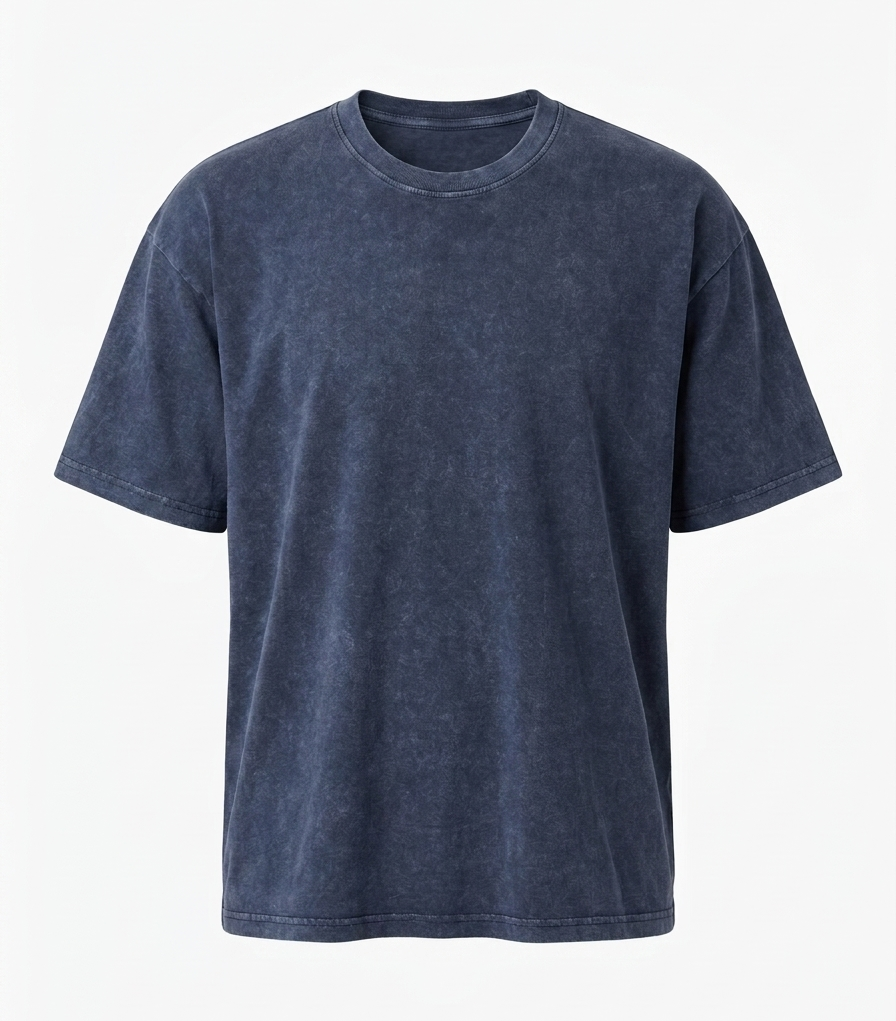 NAVY ACID WASH OVERSIZED TEE