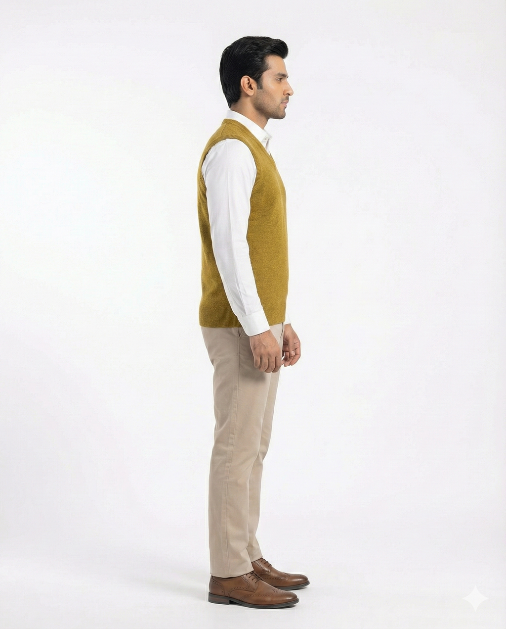 Acrylic Round Neck Sleeve Less Rust Color Jumper