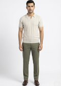 BEIGE TEXTURED KNITTED POLO