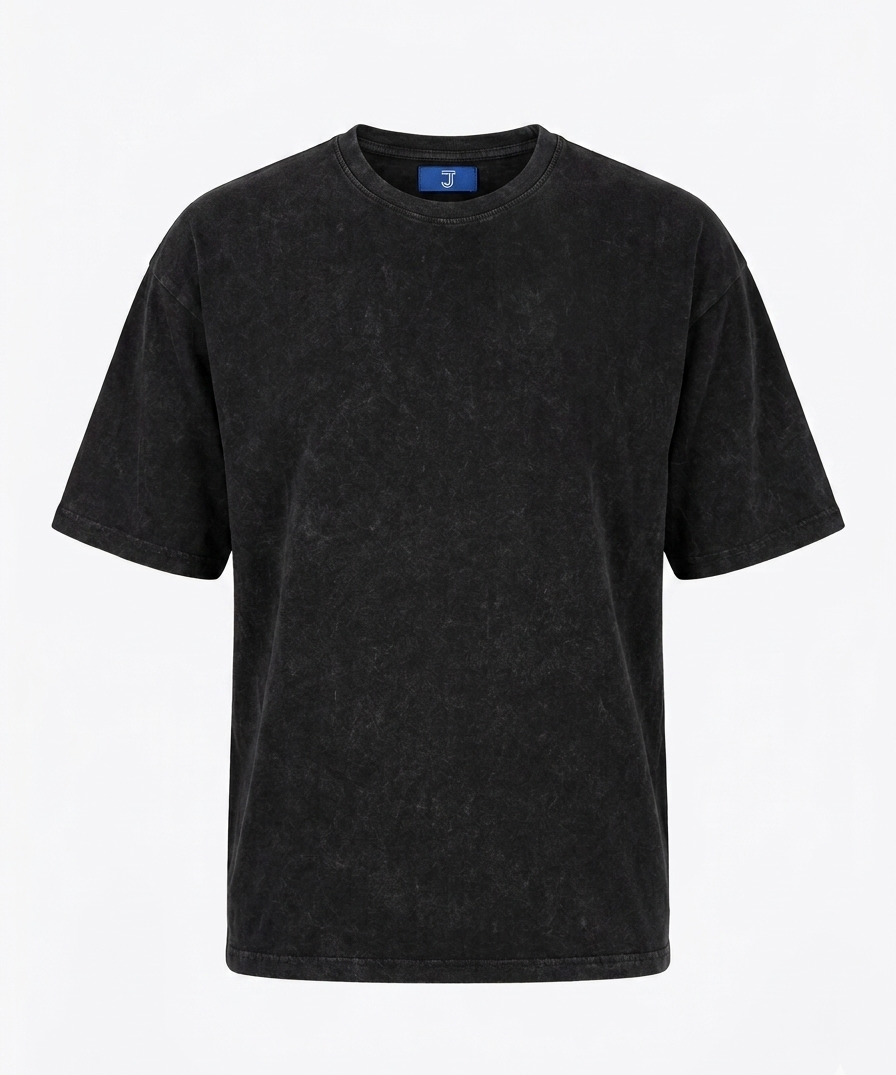 BLACK ACID WASH OVERSIZED TEE