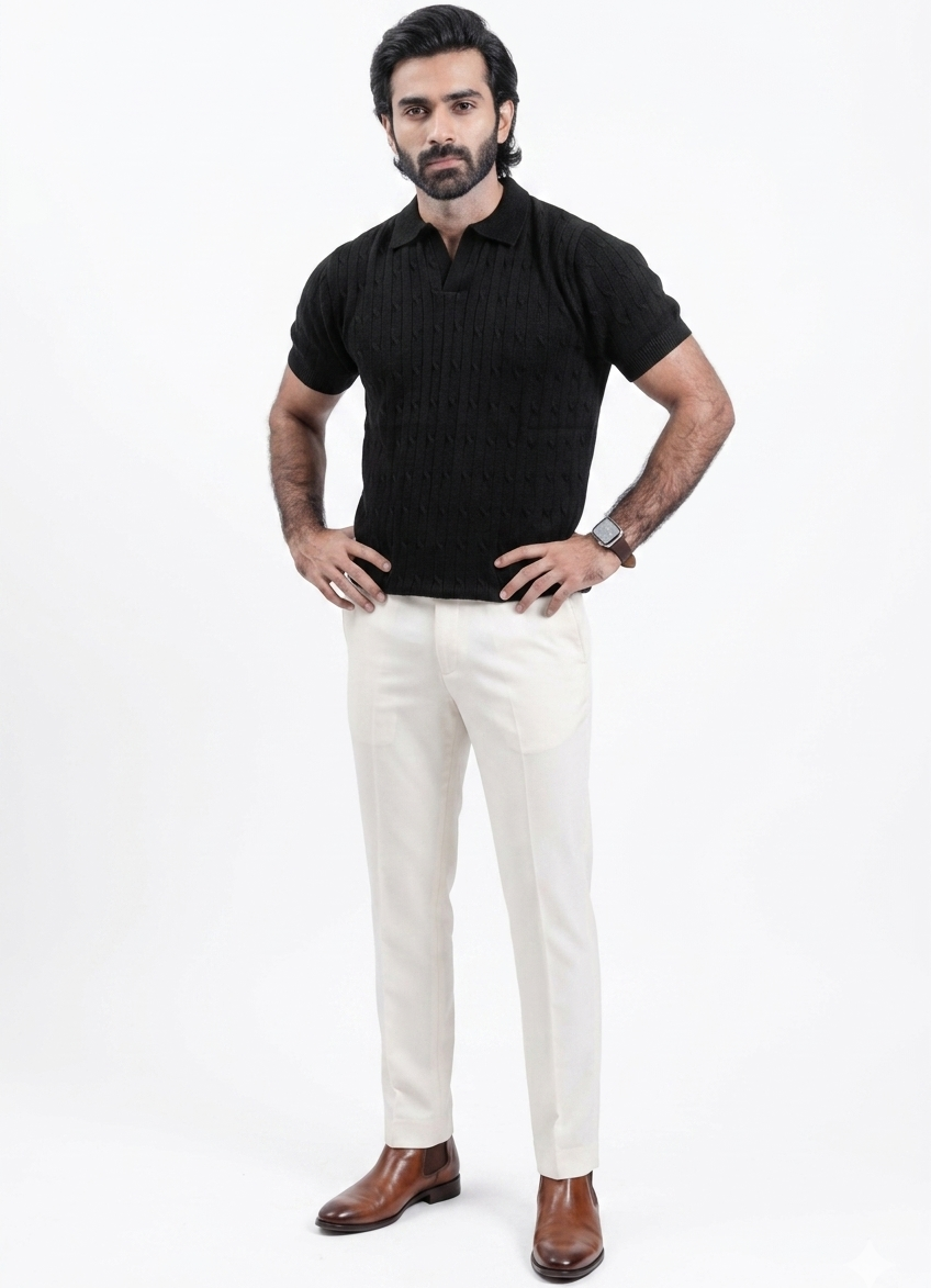 LIMITED EDITION BLACK KNITTED POLO