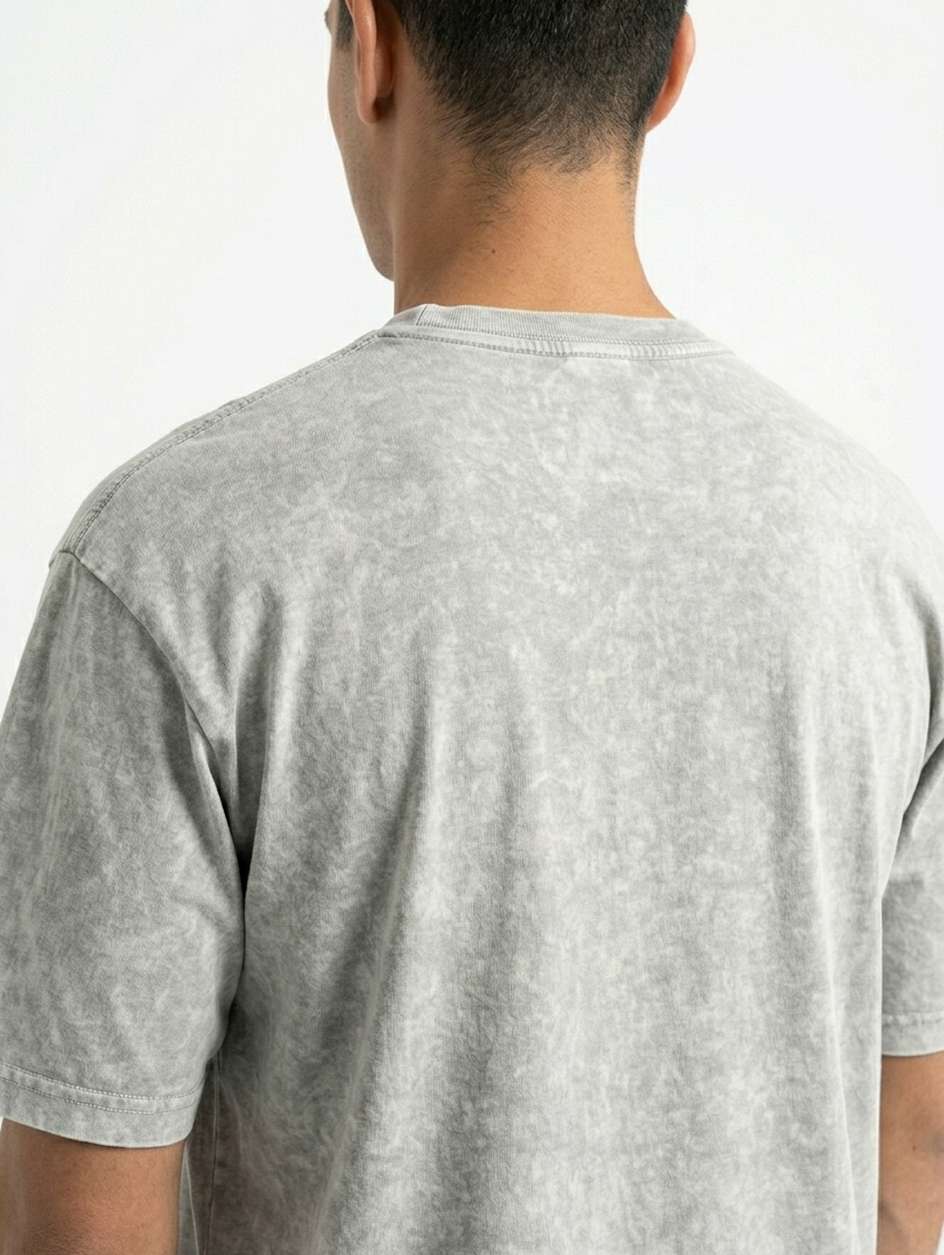 GREY ACID WASH OVERSIZED TEE