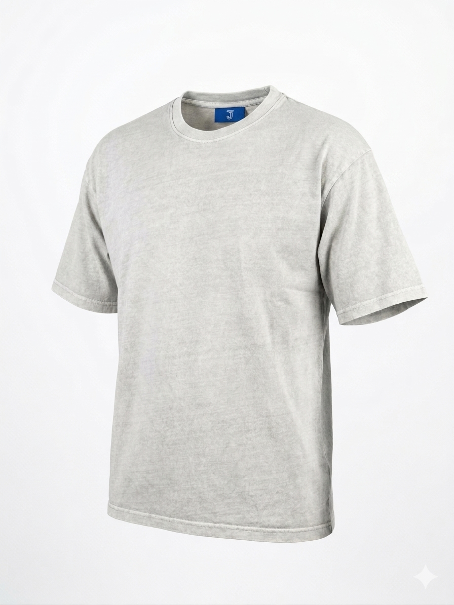 GREY ACID WASH OVERSIZED TEE