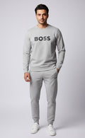 Boss Heather Grey HD Prinitng Round Neck Tracksuit