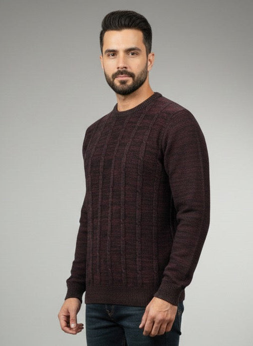 Maroon Combed Cotton Cable Knit Jumper