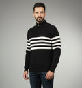 Black & White Half Zip Jacard Full Sleeves Jumper