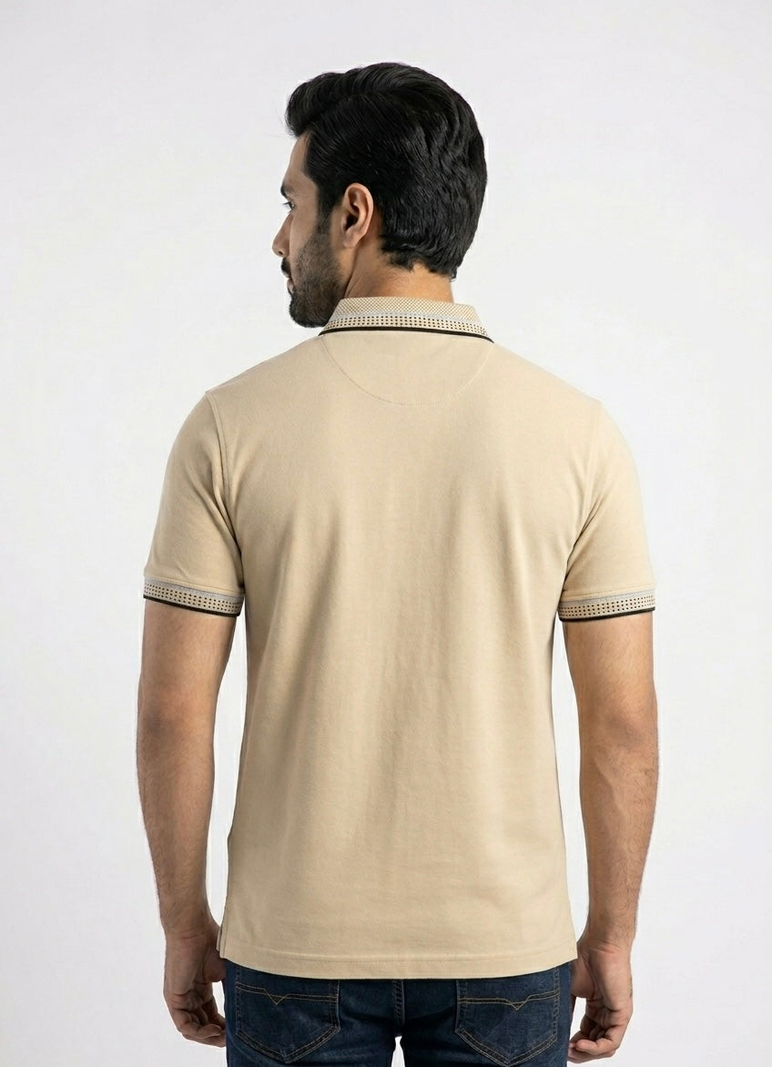 TJ Beige Signature Tipped Polo Shirt