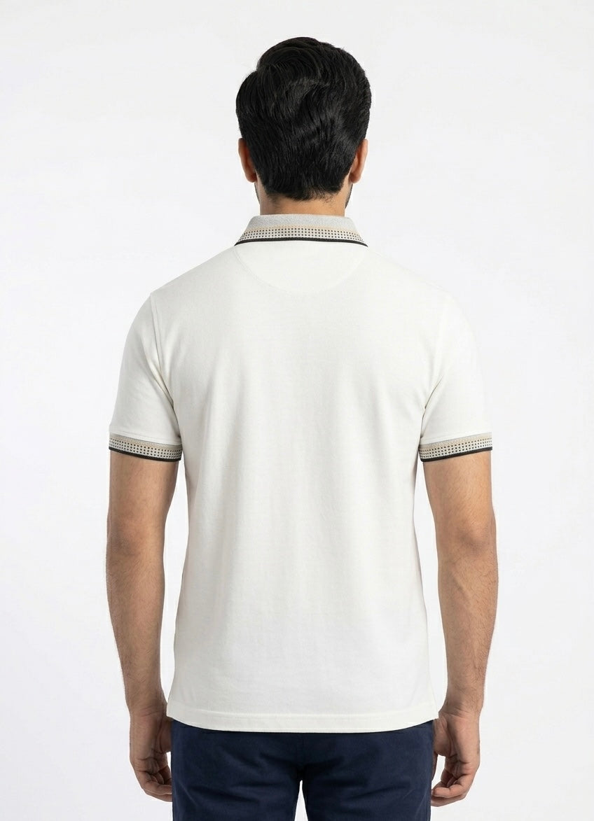 TJ White Signature Tipped Polo Shirt