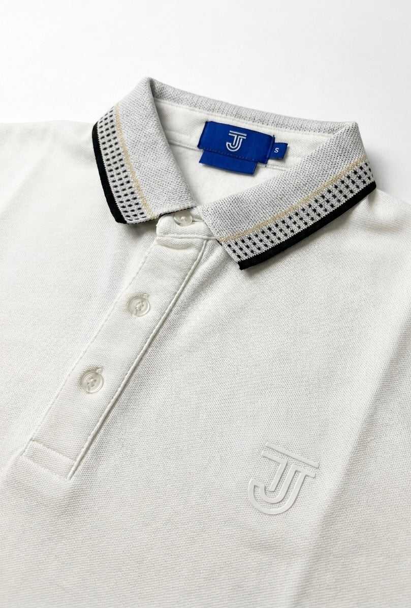 TJ White Signature Tipped Polo Shirt