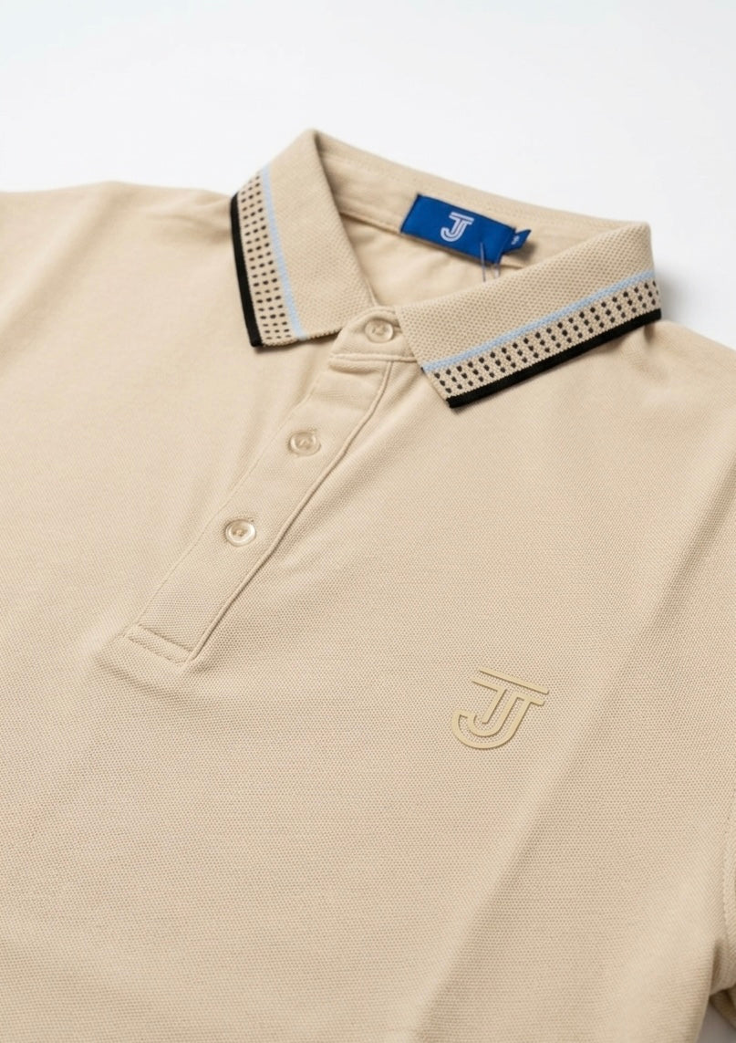 TJ Beige Signature Tipped Polo Shirt