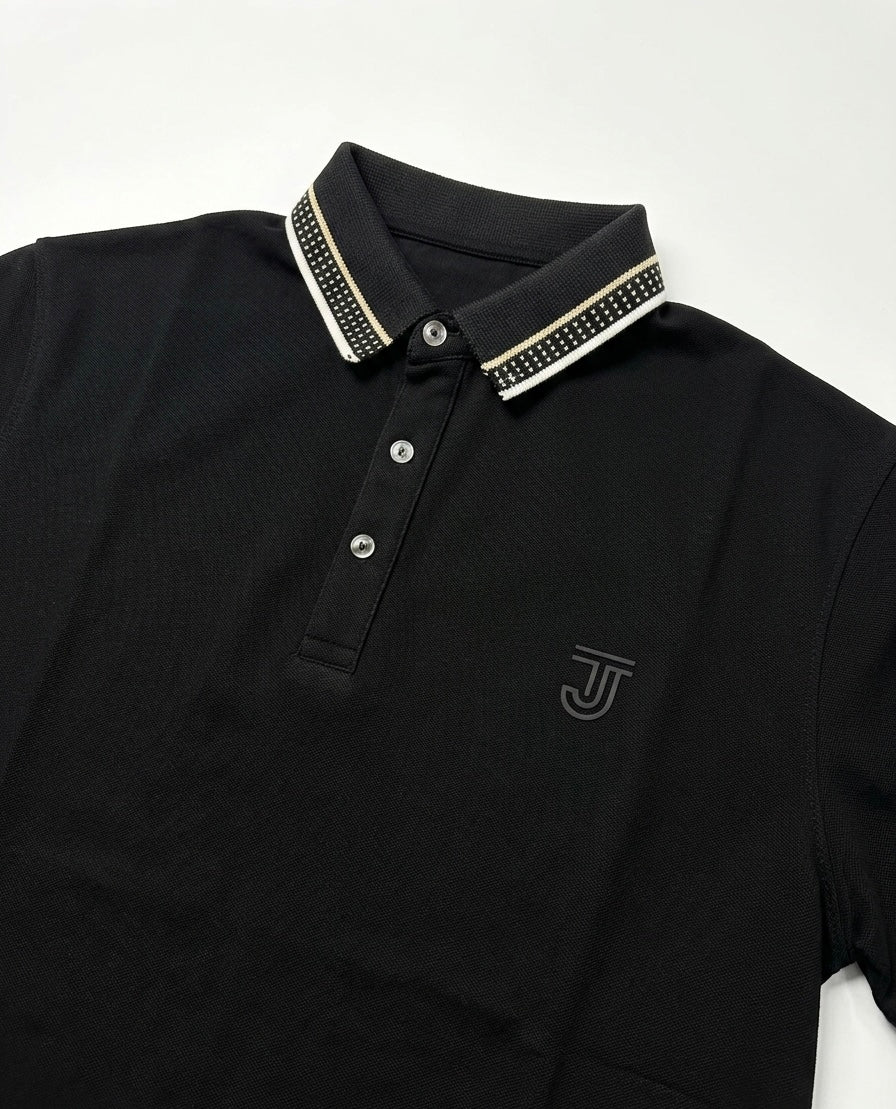 TJ Black Signature Tipped Polo Shirt