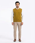Acrylic Round Neck Sleeve Less Rust Color Jumper