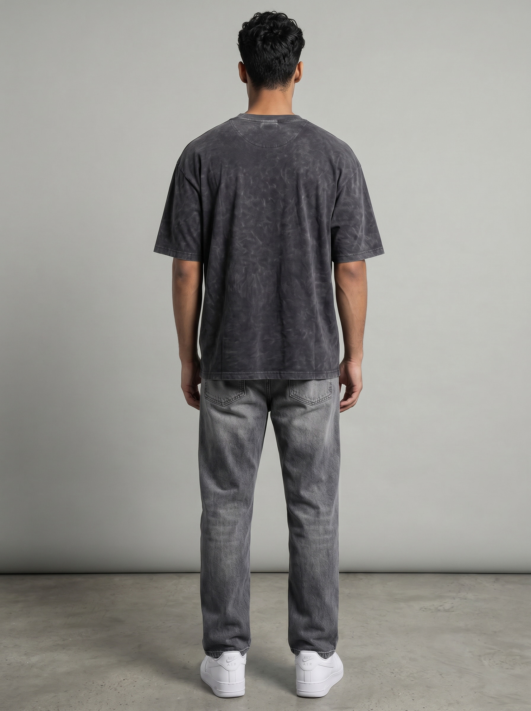 BLACK ACID WASH OVERSIZED TEE