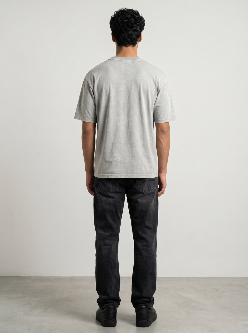 GREY ACID WASH OVERSIZED TEE