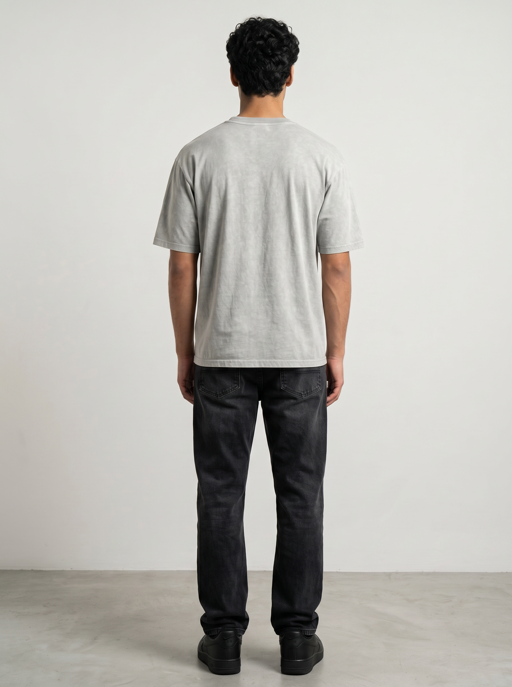 GREY ACID WASH OVERSIZED TEE