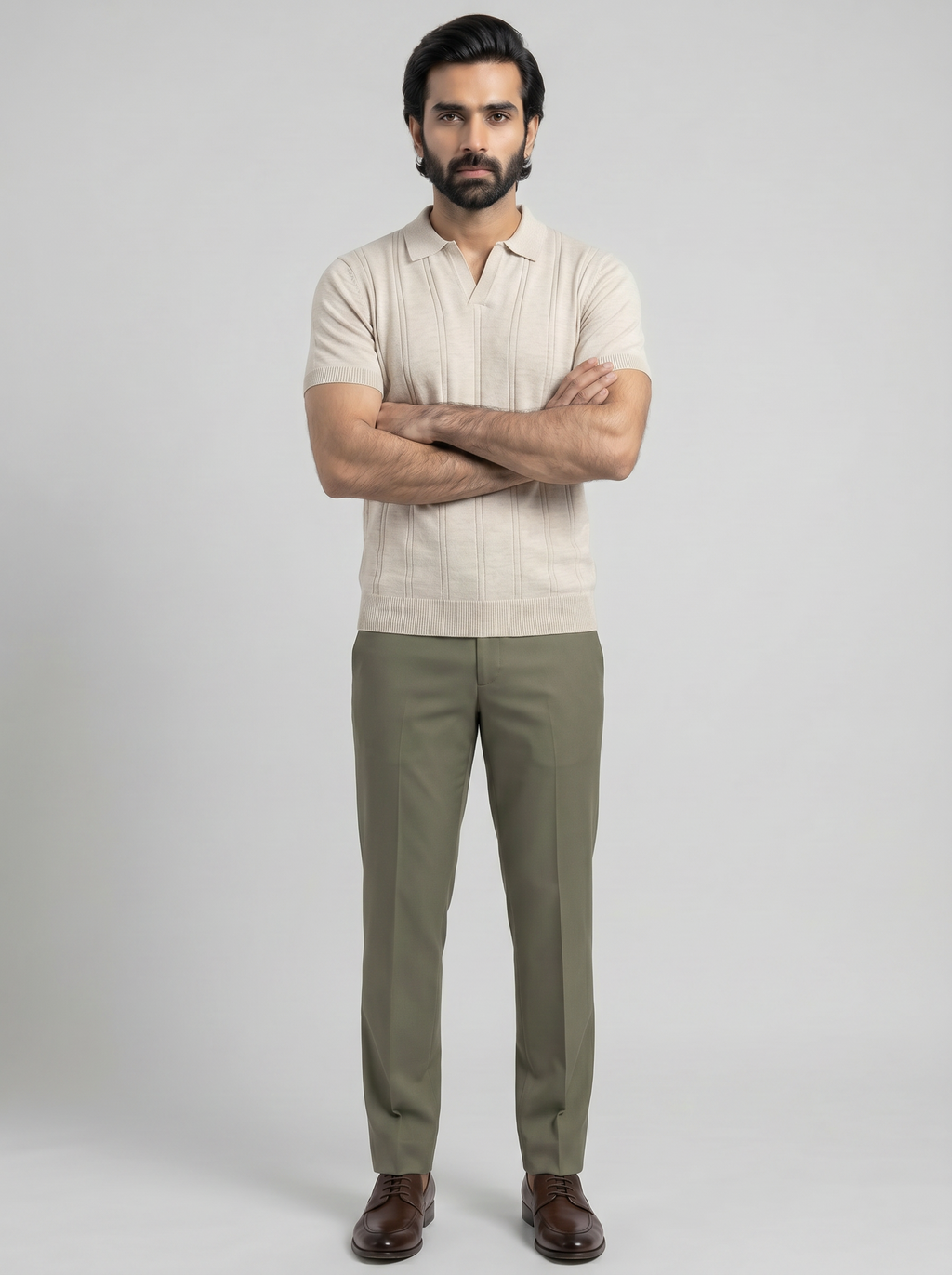 BEIGE OLD MONEY KNITTED POLO